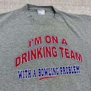 VTG 90s Drinking Team With‎ A Bowling Problem Size Large Funny PBA Beer Tshirt